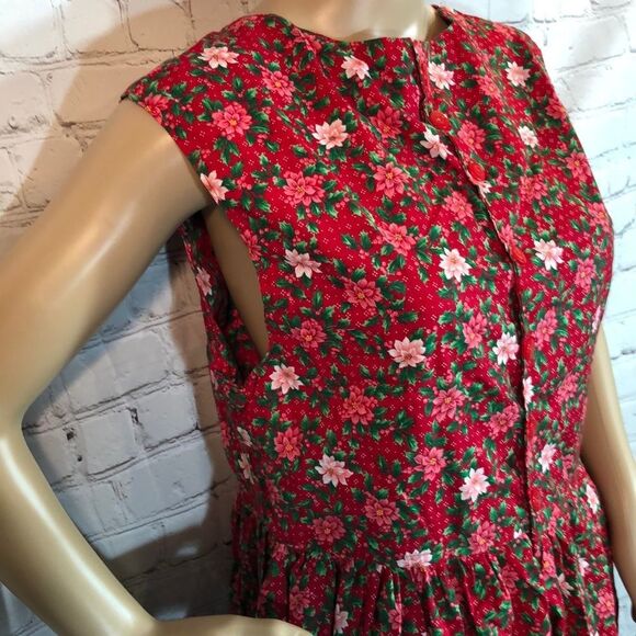 Vintage Handmade Holiday Poinsettia Smock … - Picture 6 of 10